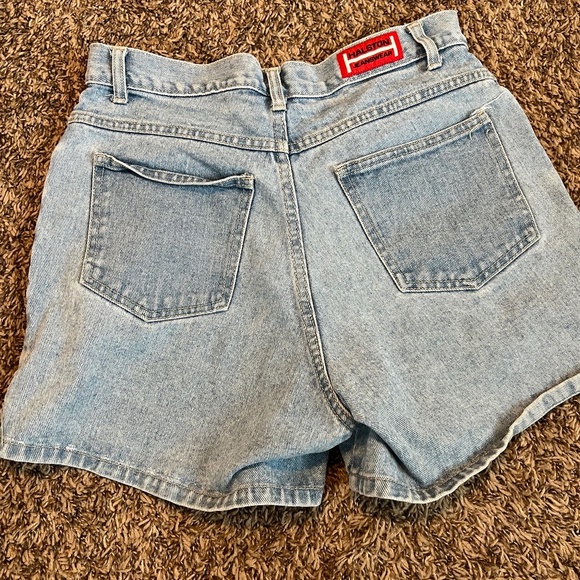 Vintage Halston Jeanswear stonewash lightwash high waisted midi denim shorts sz6 - Picture 1 of 4